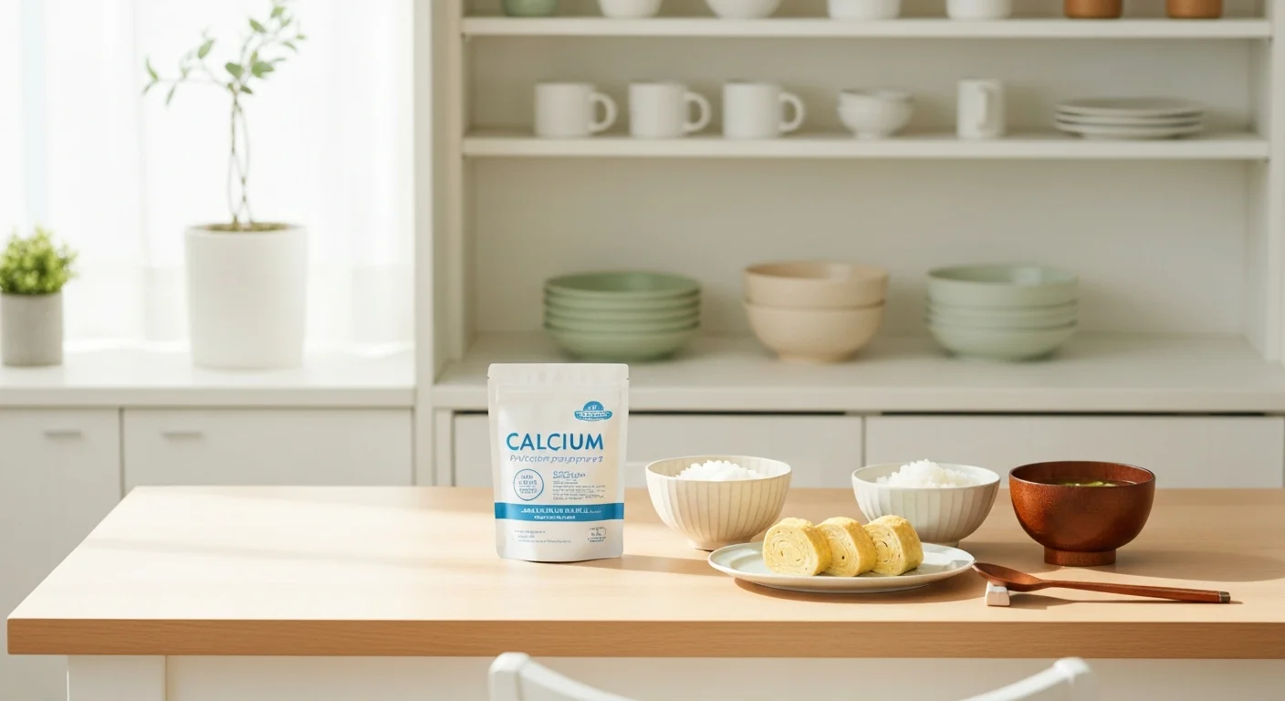 Product photo of the white-packaged product and bowl, easy to place on a kitchen shelf